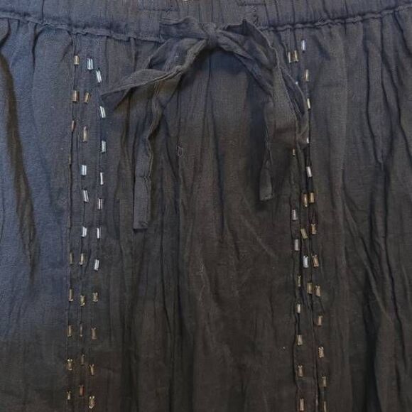 Fashion Fuse Black Gauze Midi Skirt OS Asymetric Festival Artisan Hippie NWT - Picture 5 of 9